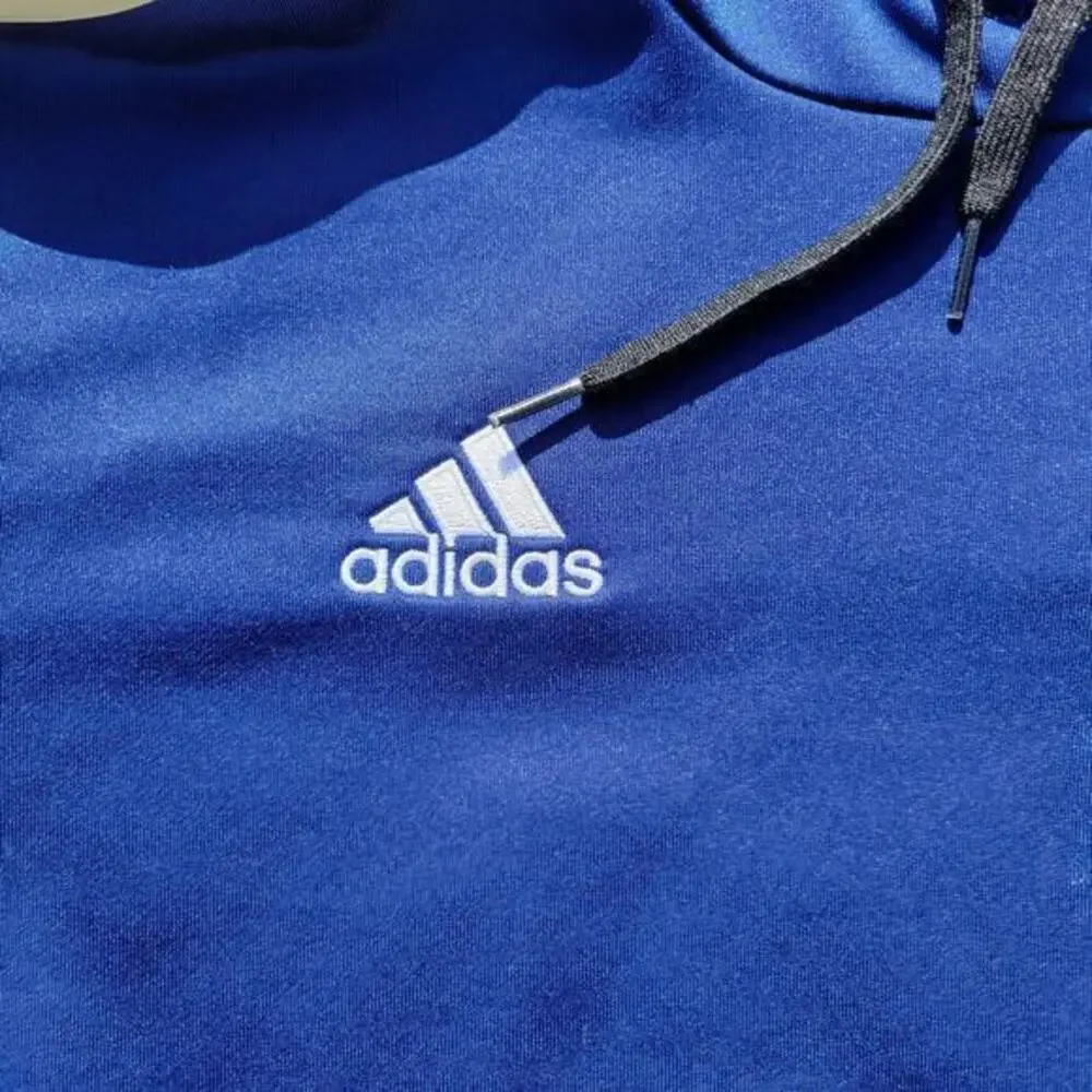 Adidas NCU Hoodie Sweatshirt Men L Blue Kangaroo Pocket Logo Pullover Athleisure